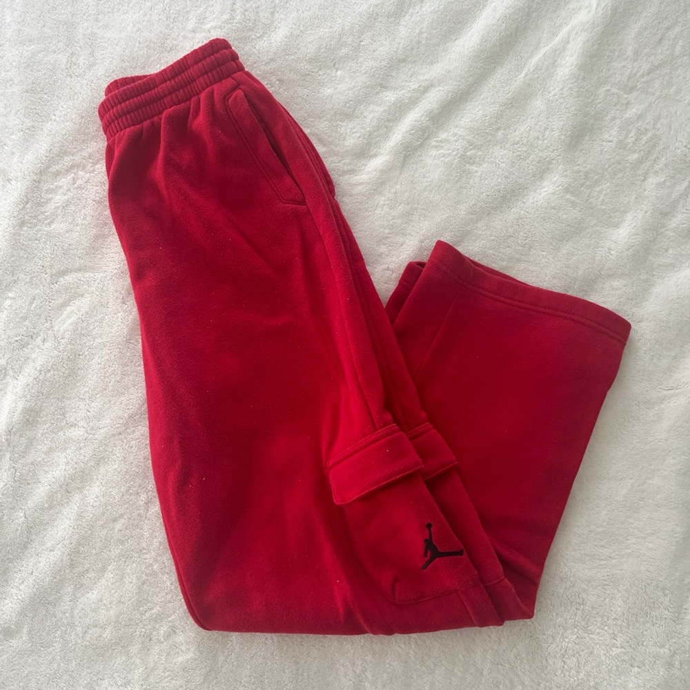 Red Nike Air Jordan wide leg sweatpants